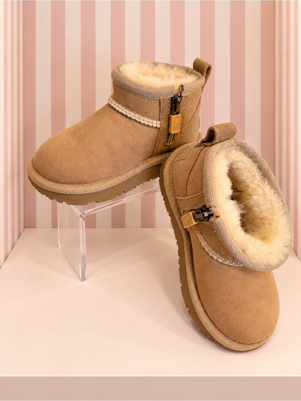 UGG Chestnut Tan Sheepskin Lined Kids Booties